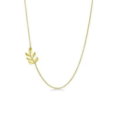 Necklace in yellow gold 18k with leaf