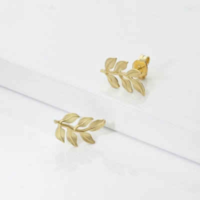Leaf earrings in yellow gold 18k