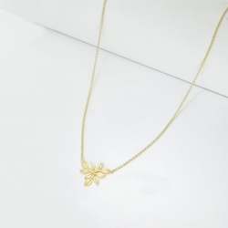 Necklace leaf yellow gold 18k 2