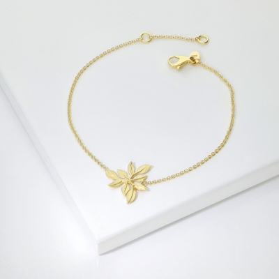 Leaf bracelet in yellow gold 750