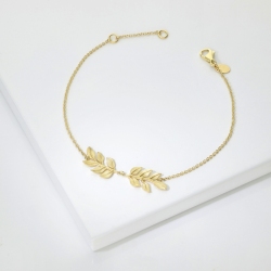 18k yellow gold leaves bracelet 2