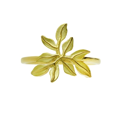 Leaf ring in yellow gold 18k