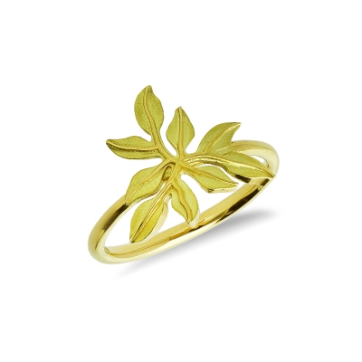 Leaf ring in yellow gold 18k