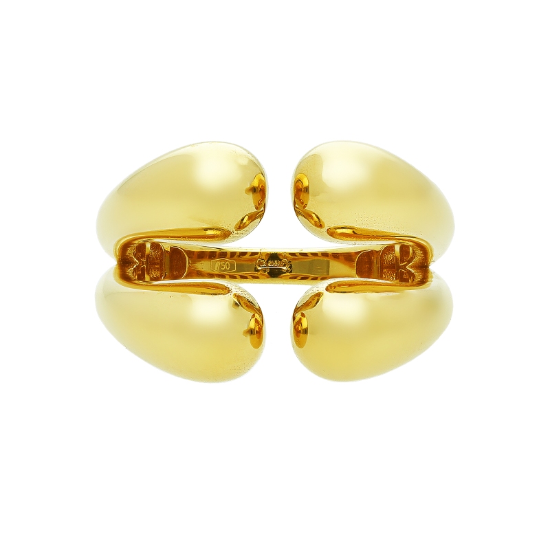 Double chunky drop ring in yellow gold 18k