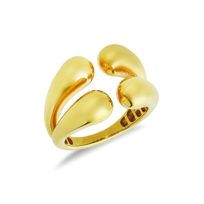 Double chunky drop ring in yellow gold 18k