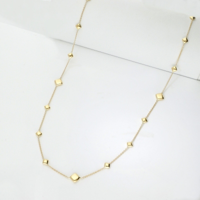 Square necklace in yellow gold 18k, 90 cm