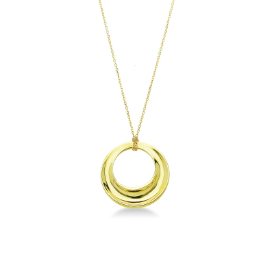 750 yellow gold necklace with an openwork circle pendant