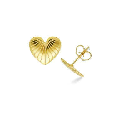 750 yellow gold heart earrings