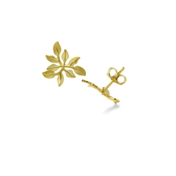 750 yellow gold leaf earrings