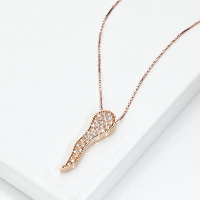 18k rose gold necklace with diamond horn pendant