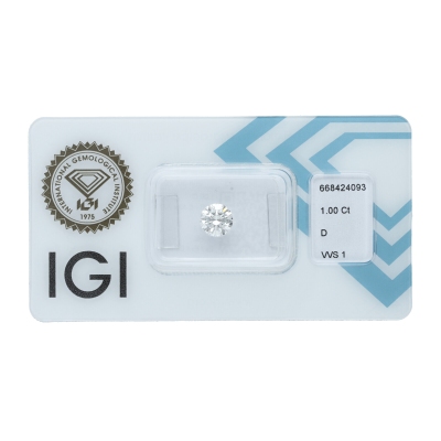 IGI Certified Diamond   CT 1.00   D  VVS 1
