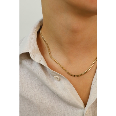 Flat link chain necklace in 18kt yellow gold
