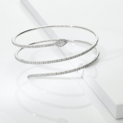 Spring diamonds bracelet snake in 18k white gold 2