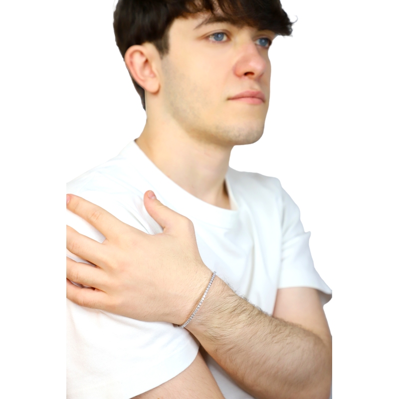 Elastic tennis bracelet in 18k white gold with diamonds