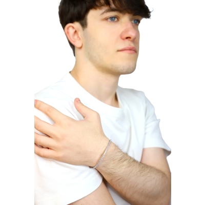 Elastic tennis bracelet in 18k white gold with diamonds