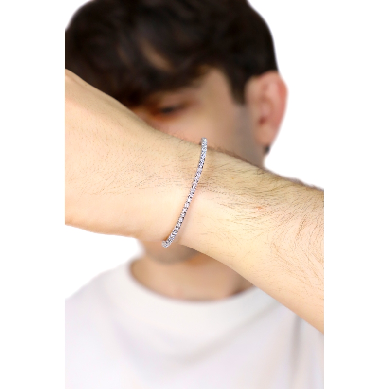 Elastic tennis bracelet in 18k white gold with diamonds