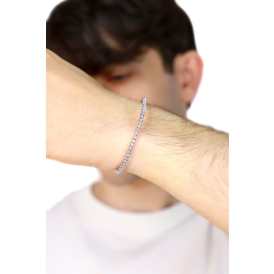 Elastic tennis bracelet in 18k white gold with diamonds