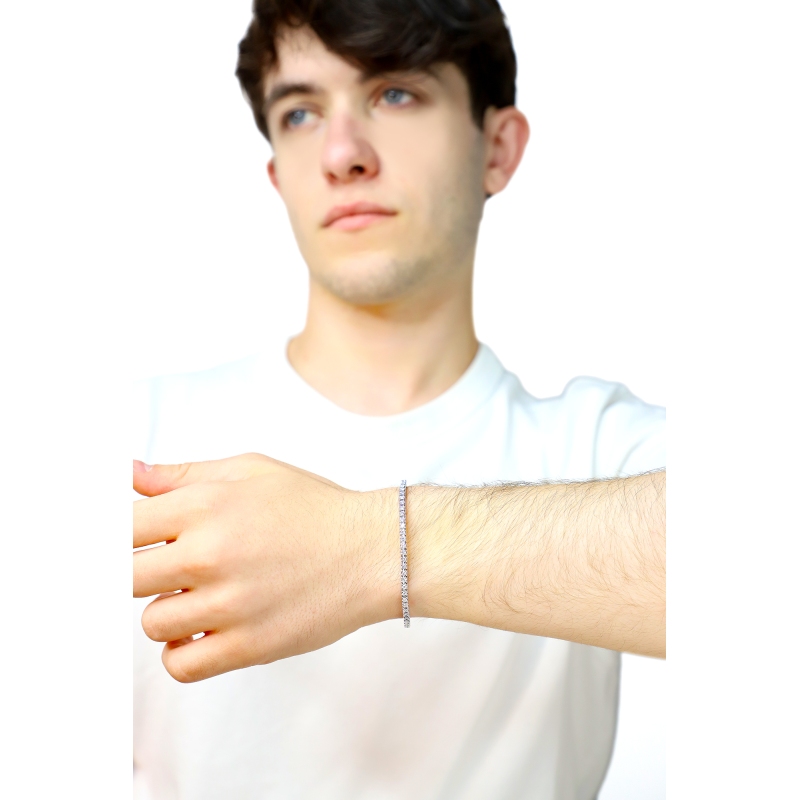 Diamond elastic tennis bracelet in white 750