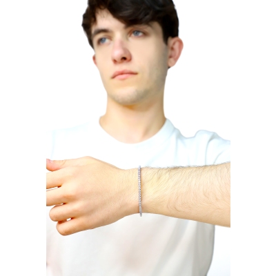 Diamond elastic tennis bracelet in white 750