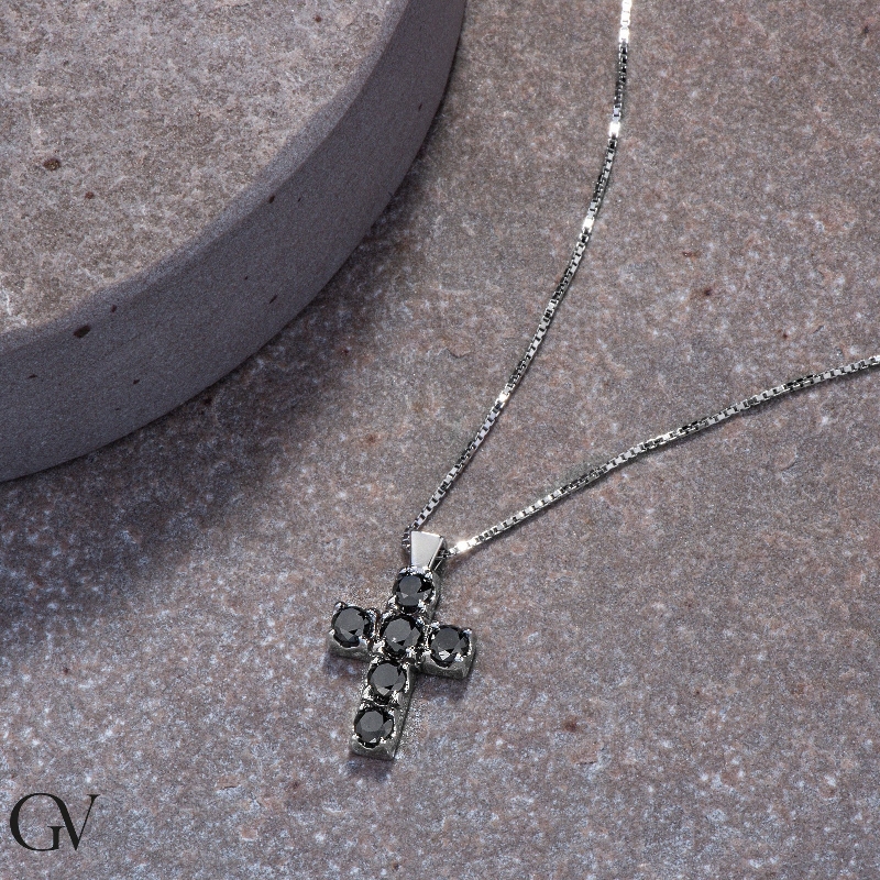 Cross pendant with black diamonds Cross pendant with black diamonds
