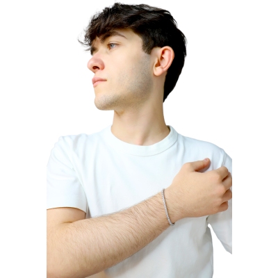 18k white gold elastic tennis bracelet with diamonds