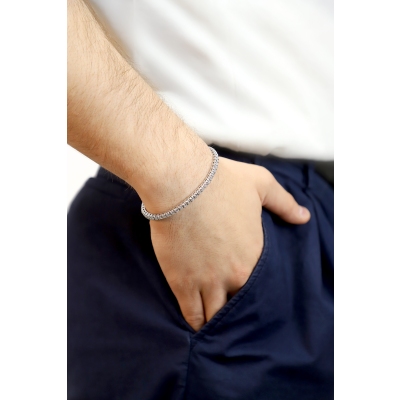 18k white gold elastic tennis bracelet with diamonds