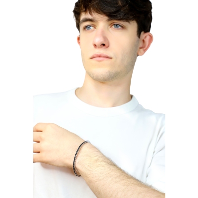 White gold 18k elastic tennis bracelet with black diamonds