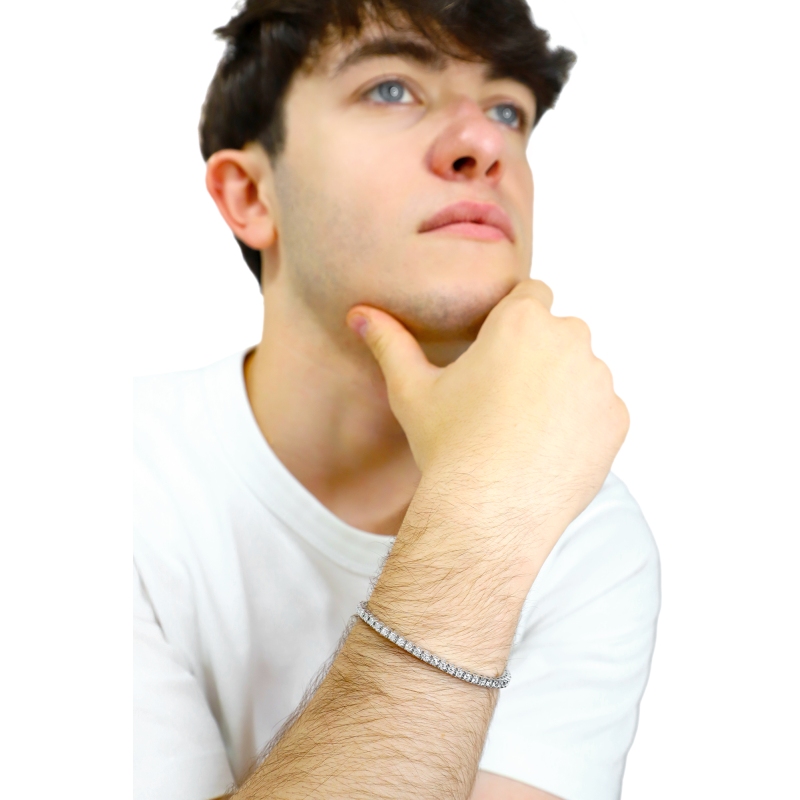 Elastic tennis bracelet with diamonds in 18k white gold