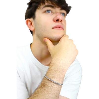 Elastic tennis bracelet with diamonds in 18k white gold