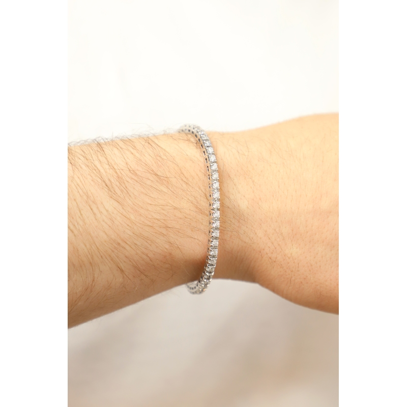Elastic tennis bracelet with diamonds in 18k white gold