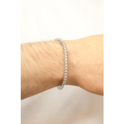Elastic tennis bracelet with diamonds in 18k white gold