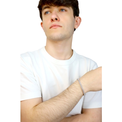 Tennis bracelet elastic in white gold 18k with diamonds