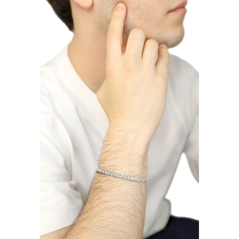Tennis bracelet elastic in white gold 18k with diamonds