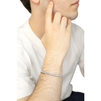 Tennis bracelet elastic in white gold 18k with diamonds