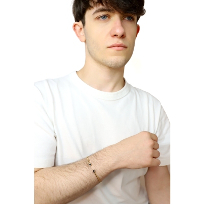 Rigid bracelet in rose gold 18k with black diamonds