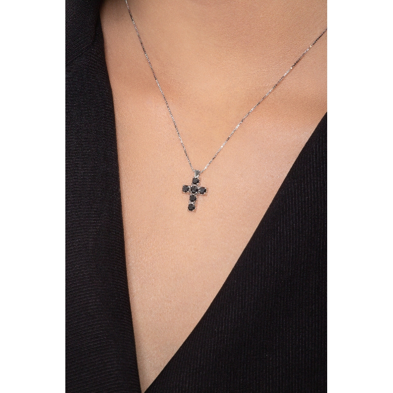 Cross pendant with black diamonds Cross pendant with black diamonds