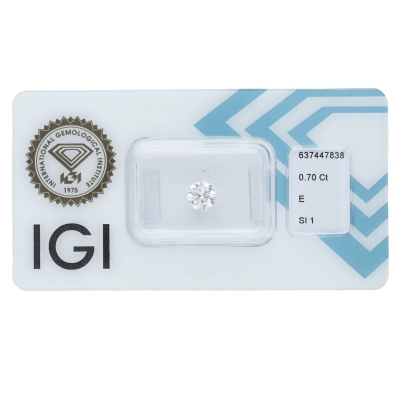 IGI Certified Diamond   CT 0,70  E   SI 1