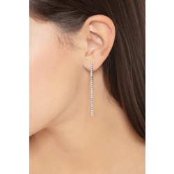 Drop tennis earrings with diamonds, 18k white gold 2