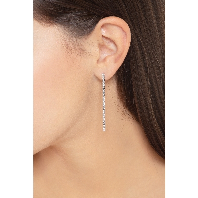 Drop tennis earrings with diamonds, 18k white gold
