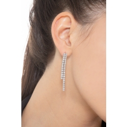 18k white gold double drop tennis earrings diamonds 2