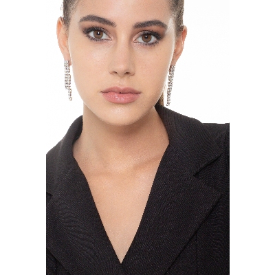 18k white gold double drop tennis earrings with diamonds