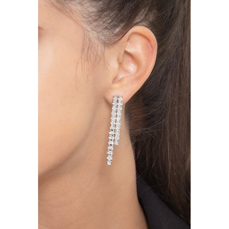 18k white gold double drop tennis earrings with diamonds 18k white gold double drop tennis earrings with diamonds
