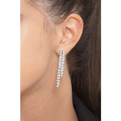 18k white gold double drop tennis earrings with diamonds