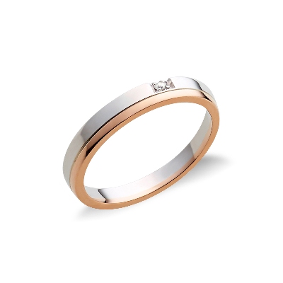 18k white and rose gold anniversary ring with diamonds 
