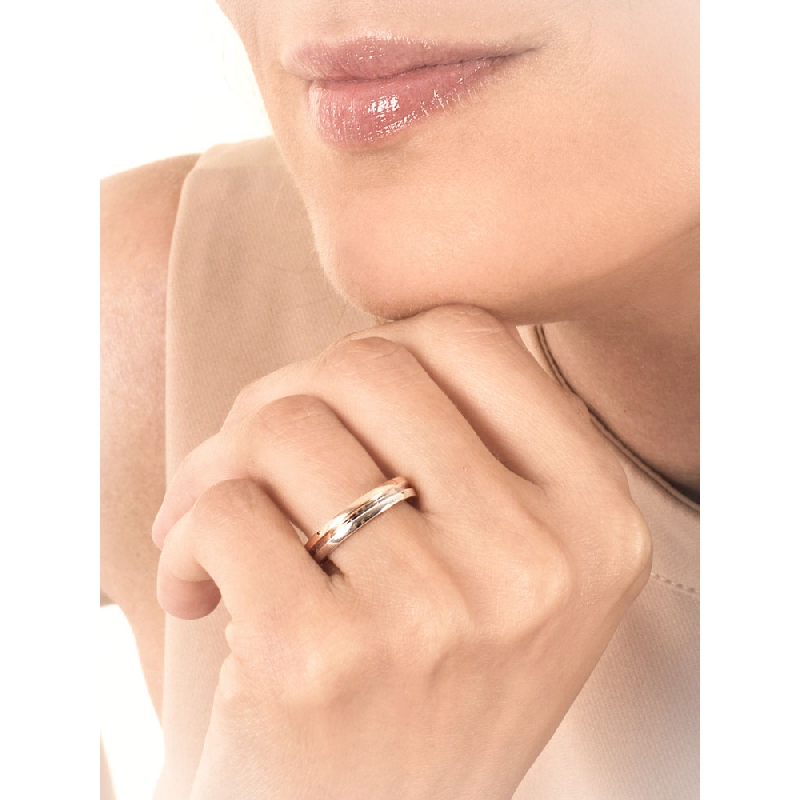 Rose and white gold 18k anniversary ring 