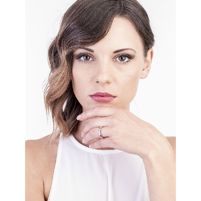 Comfortable wedding ring, 18k white gold 