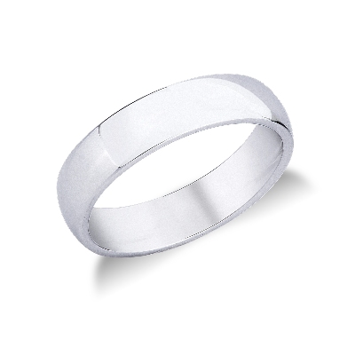 Comfortable wedding ring in 18k white gold