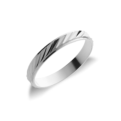 Wedding ring in white gold 18k diamond cut 