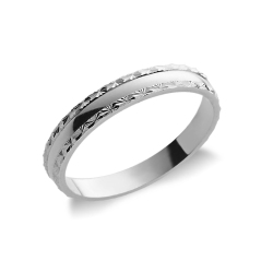 Diamond cut white gold 18k wedding band