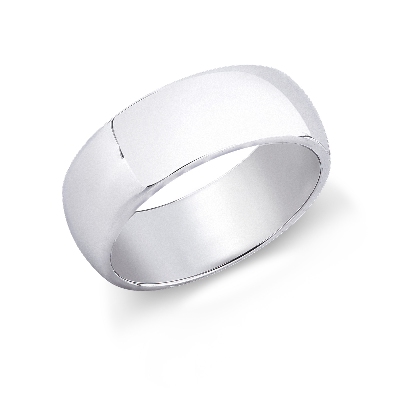 Thick wedding ring in 18k white gold